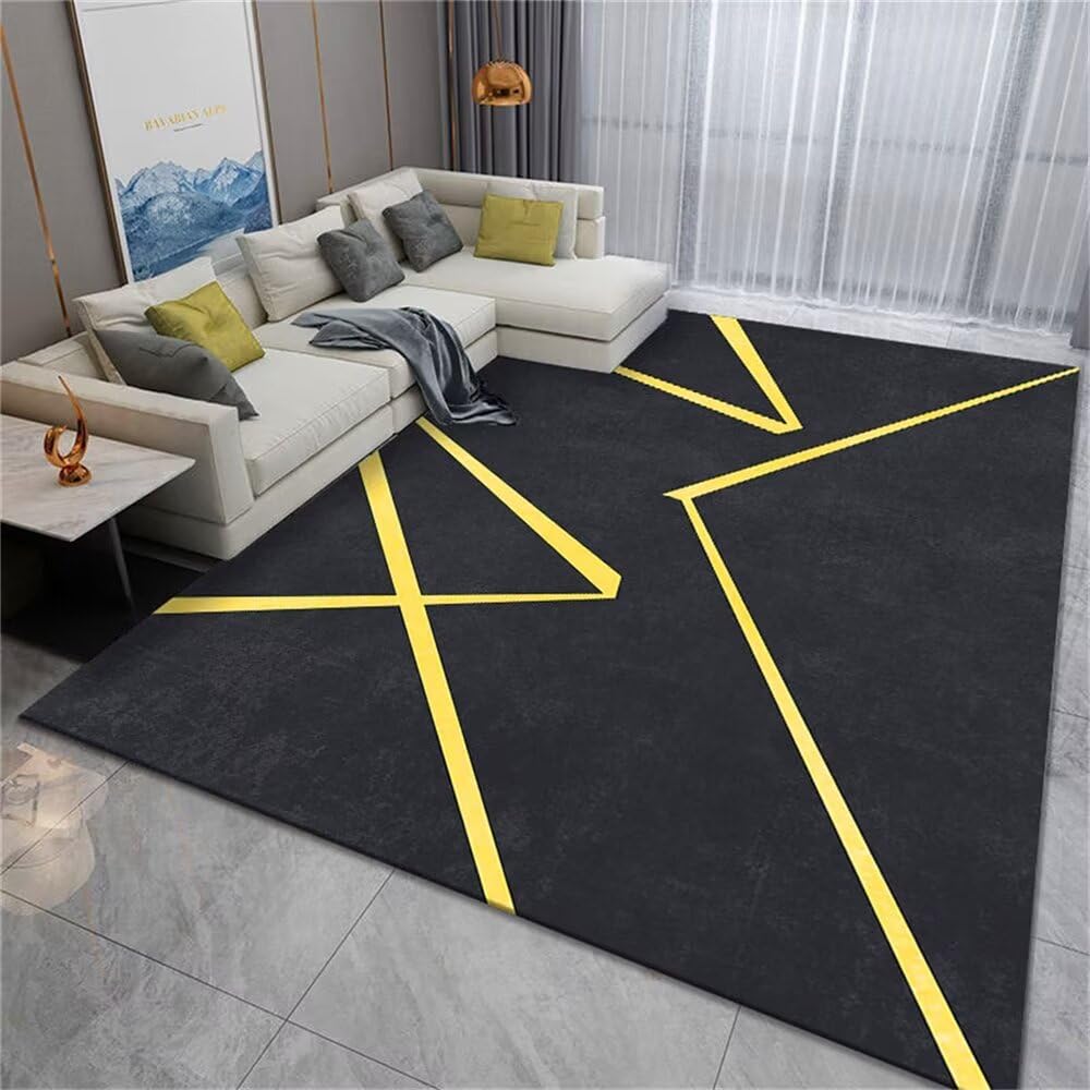 Tapis sol antidérapant gris-jaune 120X170 évite les glissades dans le salon