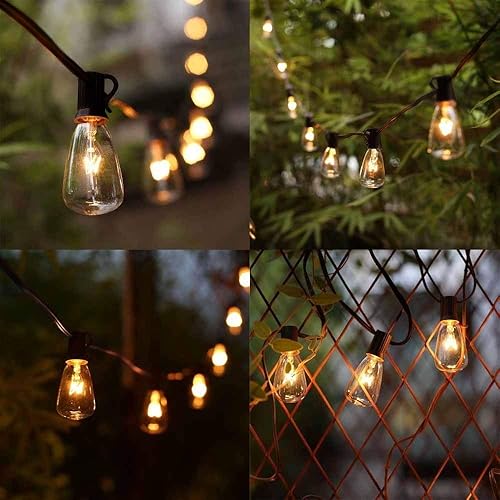 Miniatura 7 de Abeja Tira de luces para exteriores de 20 pies con 20 bombillas vintage (2 de repuesto), tira de luces ST40, resistente al agua, certificación UL