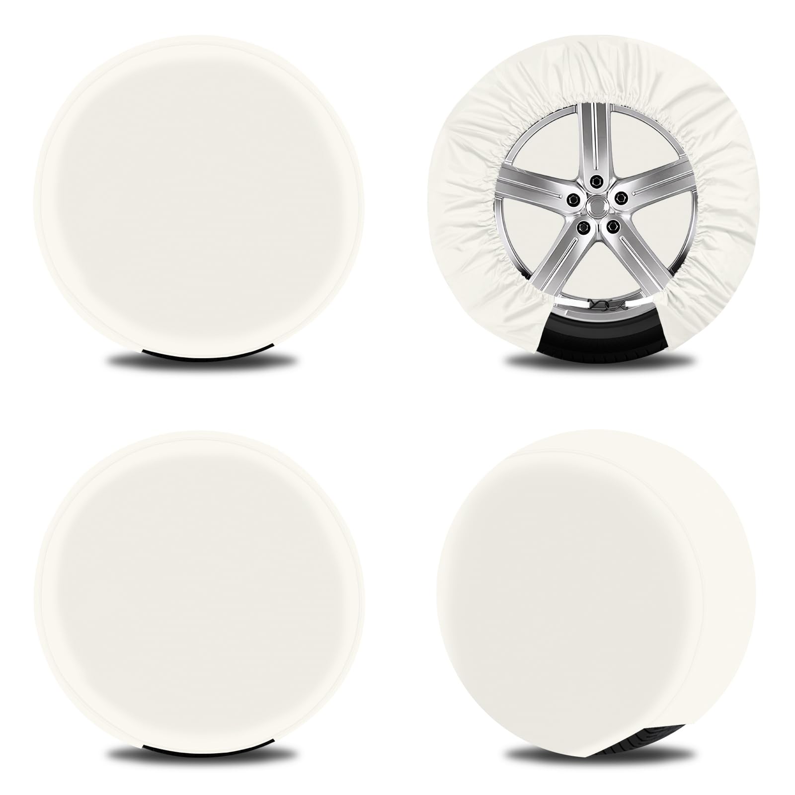 OutdoorLines Waterproof Spare Tire Covers Fits Diameters 24"-26" Set of 4, UV-Proof Wheel Cover Windproof Tire Protector, Universal Fits for RV, Jeep, SUV, Trailers, Camper, Van and Truck, Off White