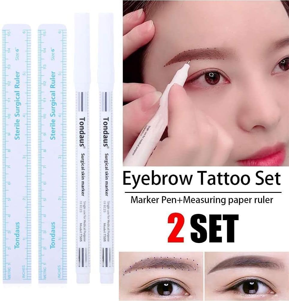 1 Set White Tattoo Tip Markers Skin Marker Pen Tattoo Pen,Marker Pen with Paper Ruler,for Eyebrow Lips Skin?Beauty and Personal Care?Easy to Use Eyebrow Color Beauty and Personal Care,Eyes,Makeup