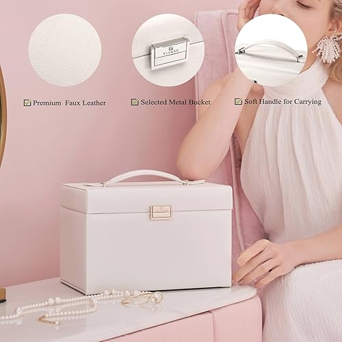 Miniatura 2 de vlando joyero organizador clásico de piel sintética con espejo y con llave