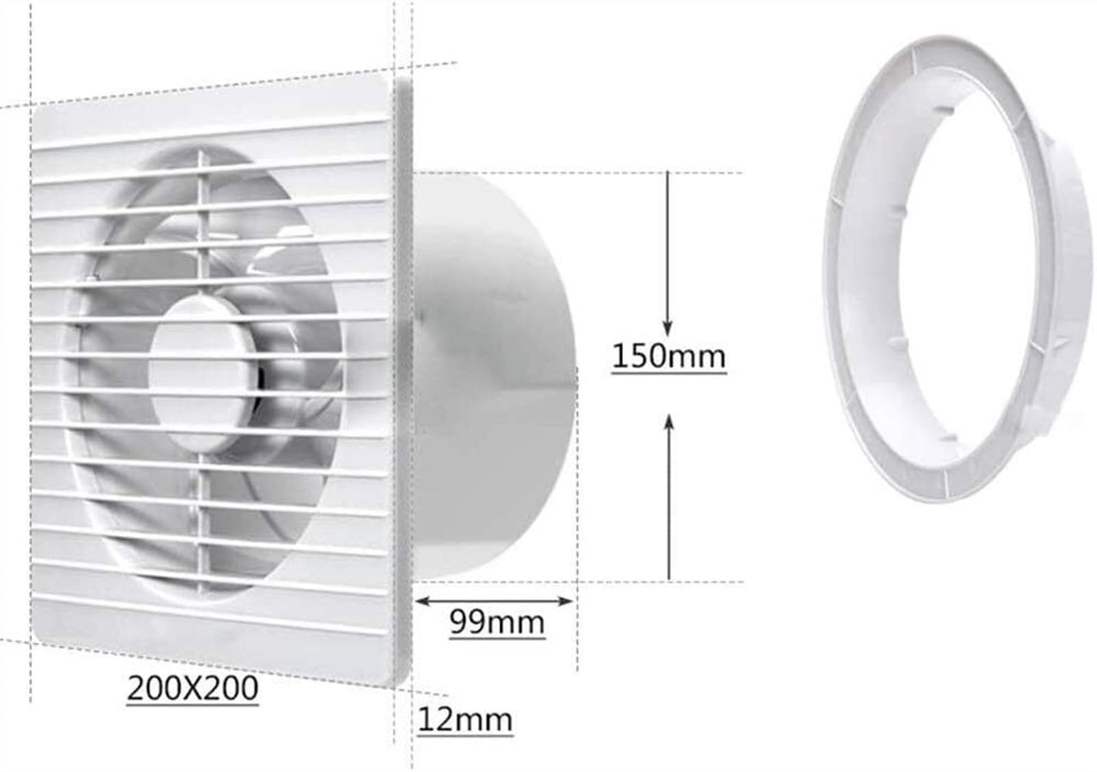 NAKEAH Extractor de Aire de 6 Pulgadas, Extractor de Aire de bajo Ruido montado en la Pared for el hogar, baño, Cocina, Extractor de ventilación de 10W