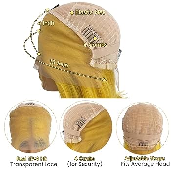 Amazon.com : Yellow Lace Front Wig Human Hair 200% Density