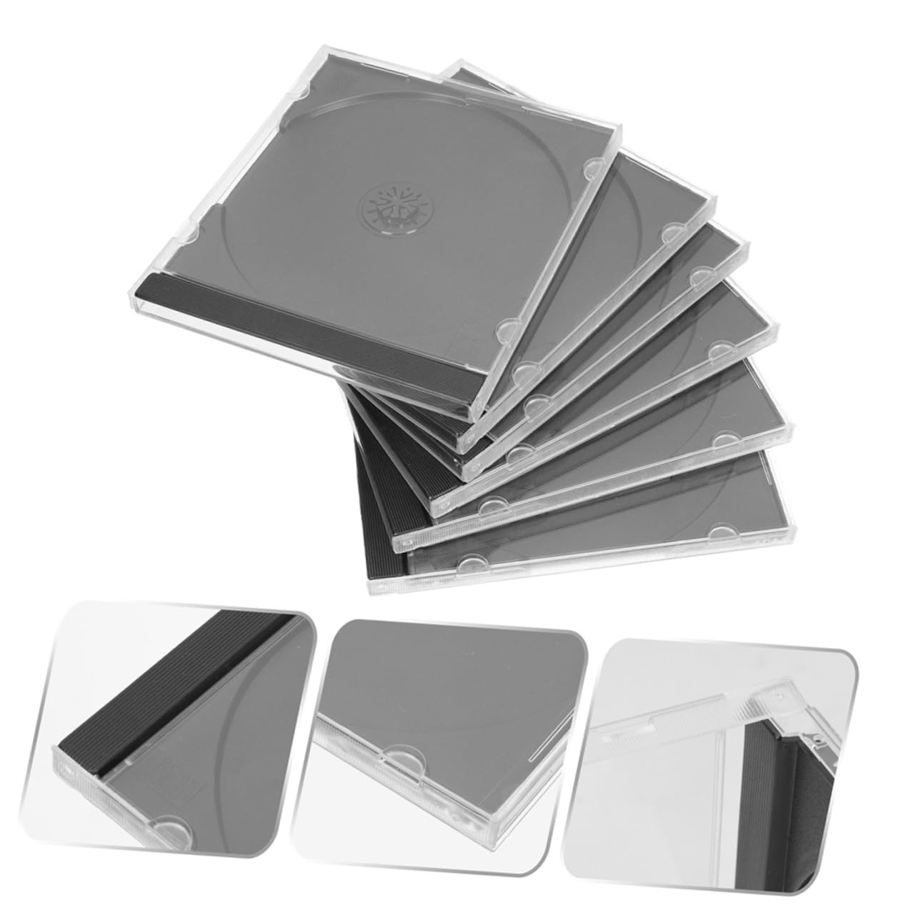 Abaodam 10 Custodie Trasparenti per CD e Dvd in Plastica Vassoio Nero, Impilabili e Facili da Identificare, per Organizzare Dischi a Casa in Ufficio