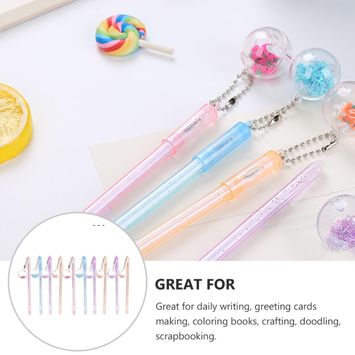 STOBOK 30pezzi Penne Sfera Con Pendenti Creativi Penne Uniche Per Scrittura Per Scuola e Ufficio Design Adorabile e Stile Assortito