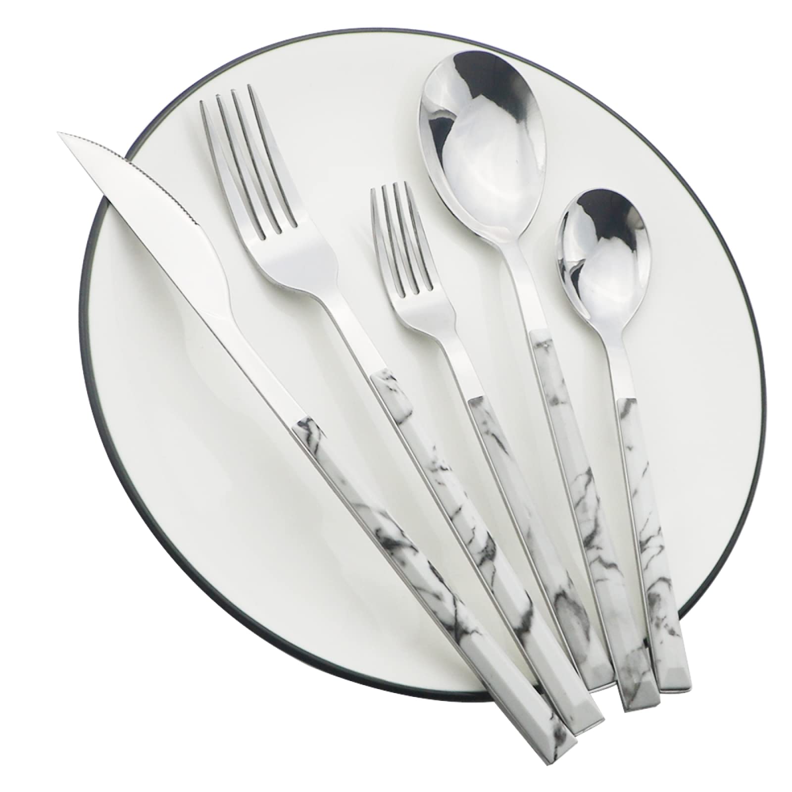 Juegos De Cubertería Juego De Vajilla De Acero Inoxidable Con Mango De Madera De Imitación Cuchillo De Cocina Tenedor Cuchara Juego De Vajilla 30Uds. De Madera
