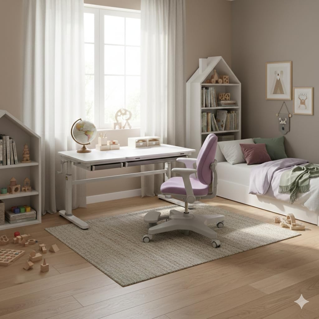 HOKO Ergonomischer Kinderstuhl mit Verstellbarer Rückenlehne & Fußstütze – Mitwachsender Schreibtischstuhl für Kinder, Schüler & Jugendliche