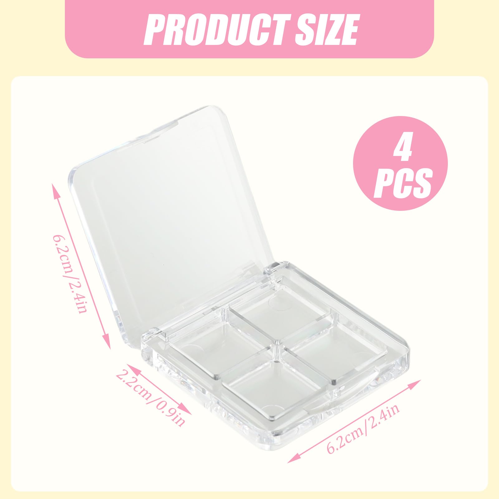 ROBOHOOK Empty Makeup Palette 4 Pieces Lipstick Depotting Palette Portable Lipstick Container,DIY Cosmetic Organizer Container,Suitable for Women's Daily Use and Travel (Transparent)