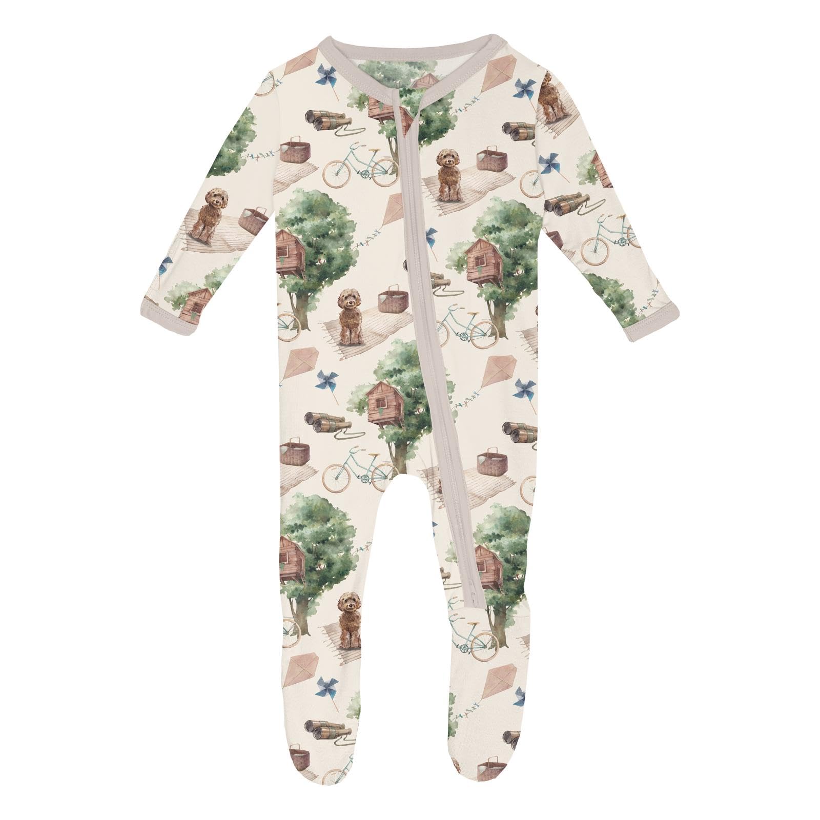 KicKee Baby &amp; Toddler Zipper Footie – Ultra-Soft Viscose from Bamboo Pajamas with Flip Paws &amp; Grips
