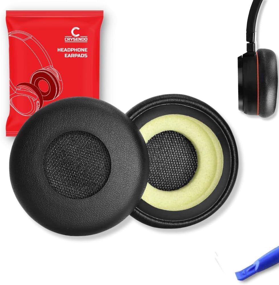 Headphone Cushion Fits J-ABRA Evolve 20/30 / 40/65 UC / BIZ2400 | Replacement Headset Pads | Protein Leather & Memory Form (Black)