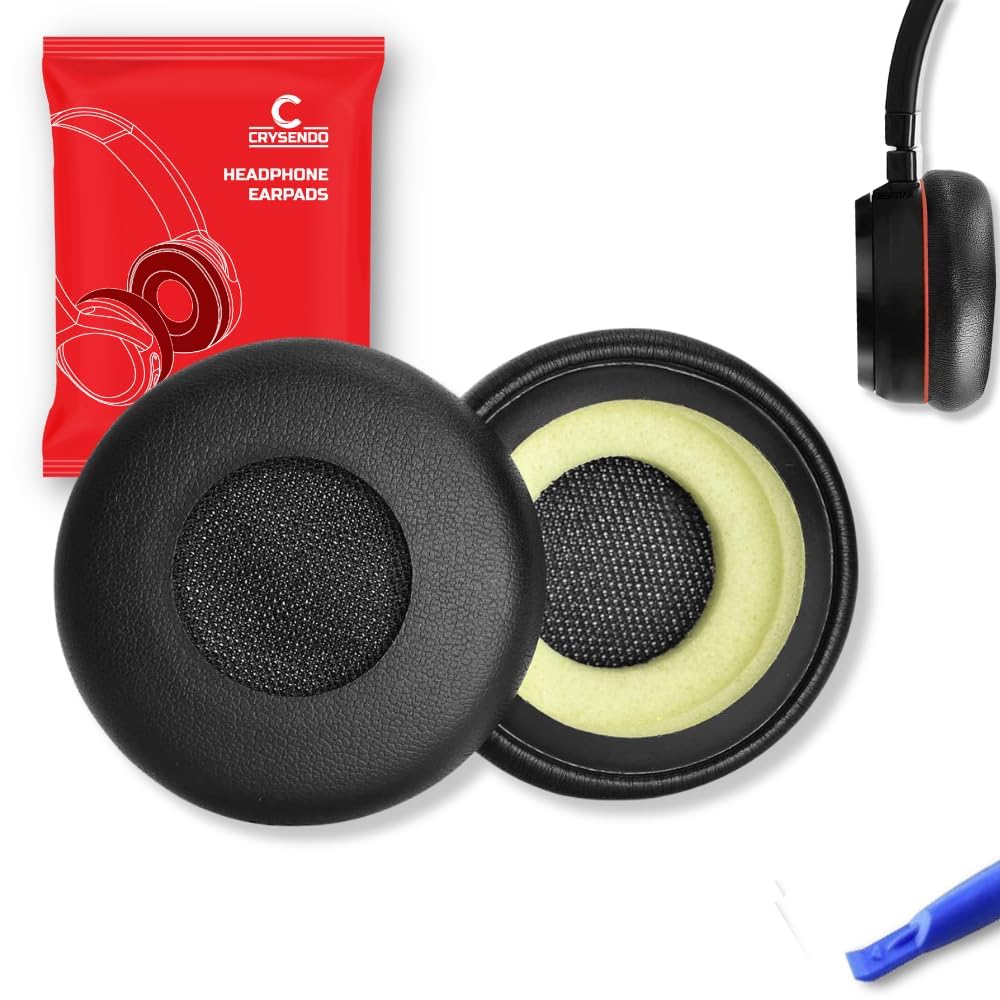 Crysendo Headphone Cushion Fits J-ABRA Evolve 20/30 / 40/65 UC / BIZ2400 | Replacement Headset Pads | Protein Leather & Memory Form (Black)