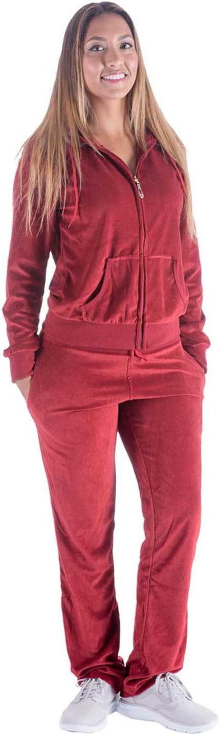 Womens Velour Tracksuit Set Knitted Two Piece Outfits Fashion Zip Up Hoody Sweatshirt and Sweatpants Sweat Suits Sets