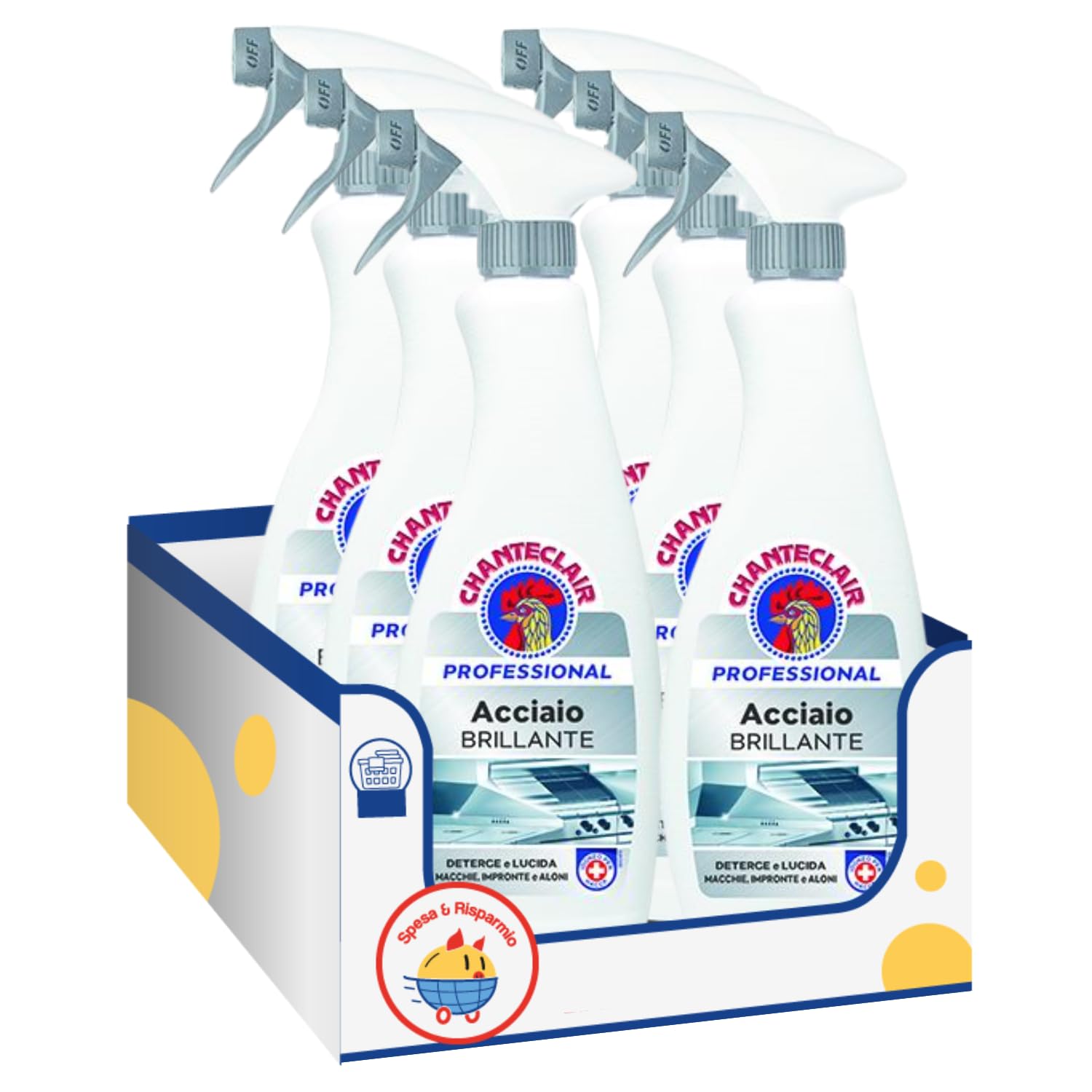 Detergente Professionale per Acciaio Inox Spray 700ml – Brillantezza Senza Aloni – Pulizia Profonda (6 pezzi)