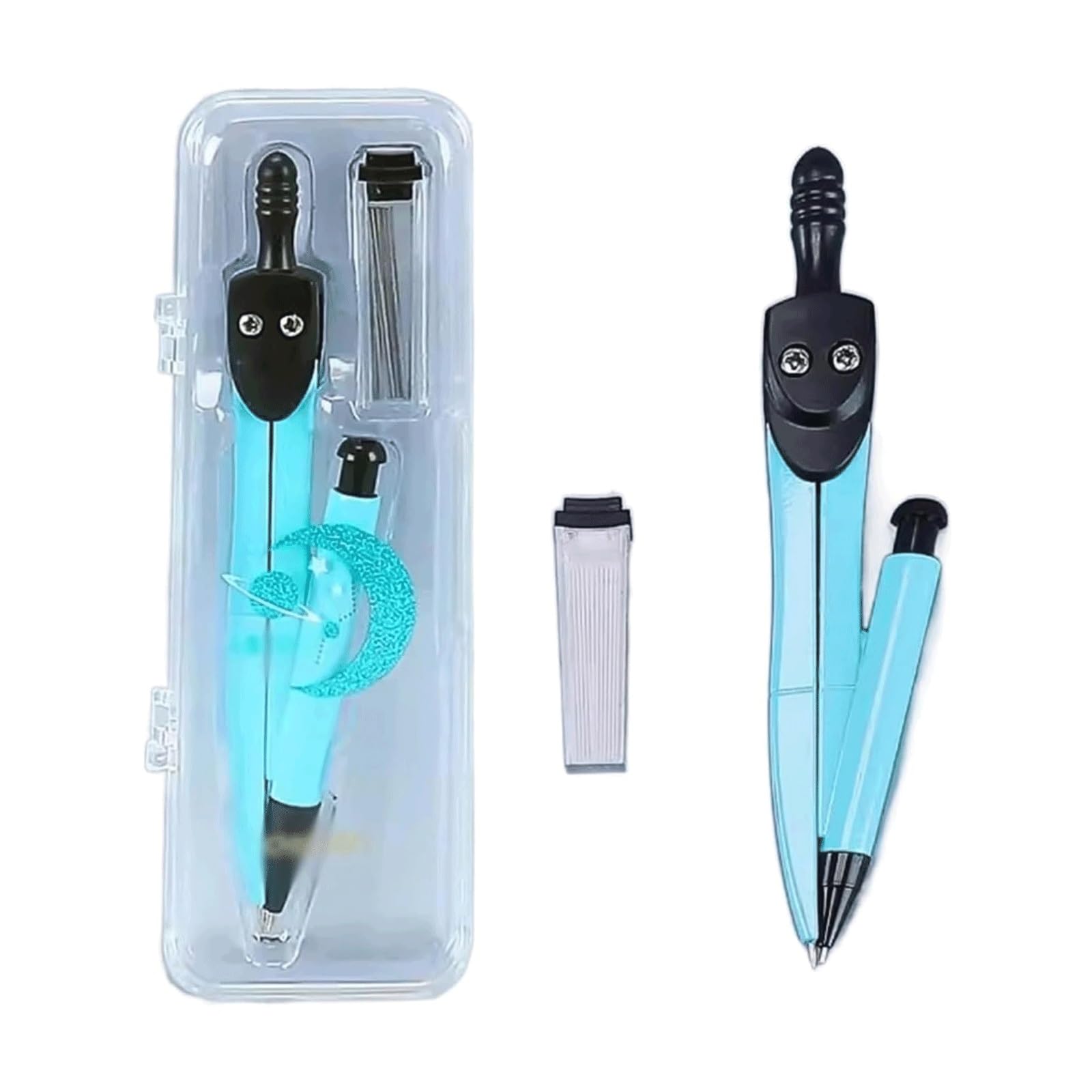 GddOGUK Cute Student Compass Set with Lead Refills,Math Compass Kit, Portable Geometry Drawing Compass for Math Class, School Supplies