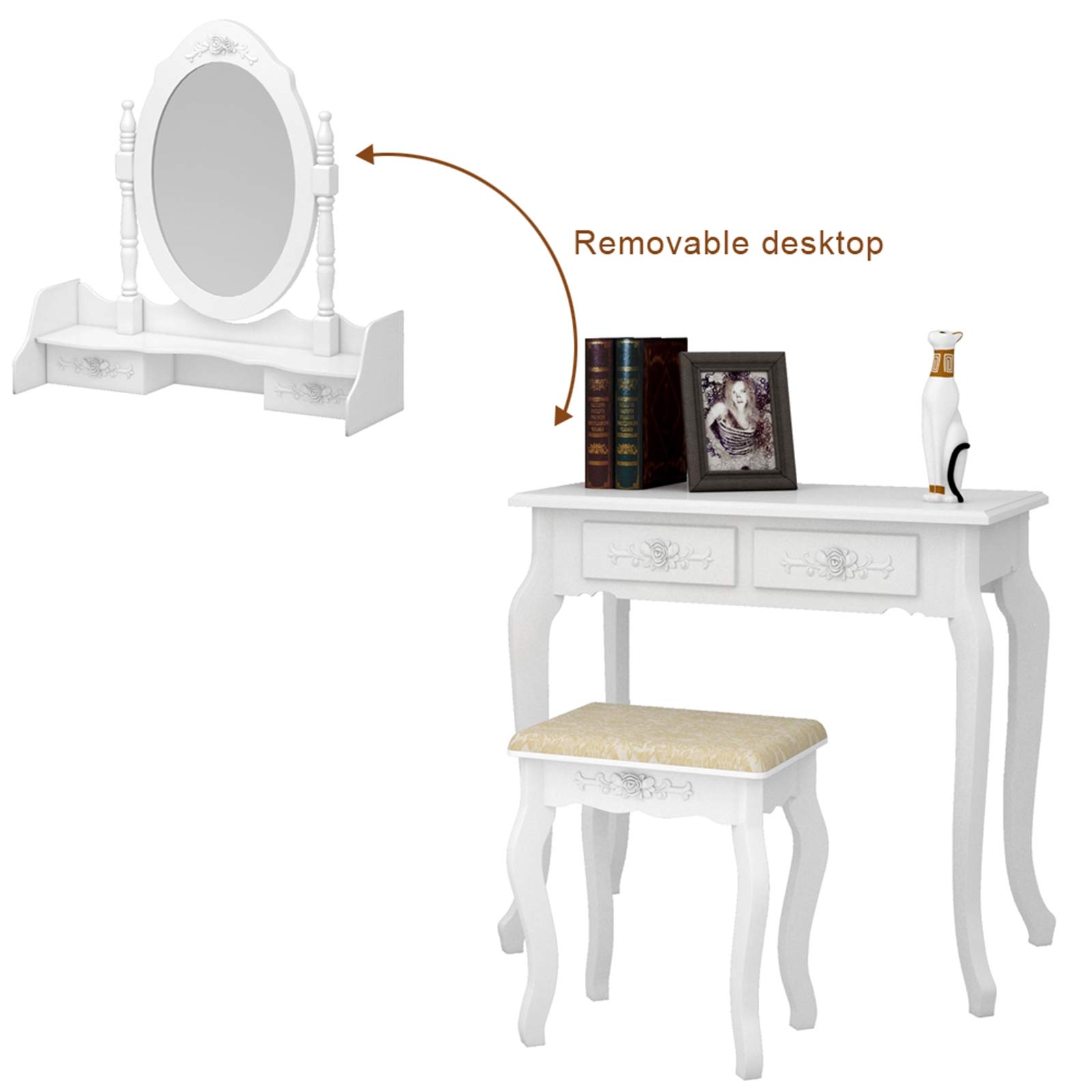 Toletta con Specchio Rettangolare Oscillante in MDF 60628