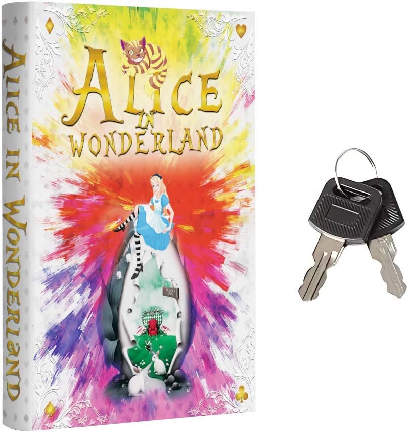 Fake Book Box - Small Safe Box with Key Lock - Hidden Safe in Plain Sight - Diversion Safes - Secret Safes (Alice) (Large)