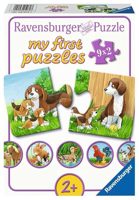 Puzle Infantil Ravensburger - 05072 familias de Animales en la Granja - mi Primer Rompecabezas de 9 x 2 Piezas