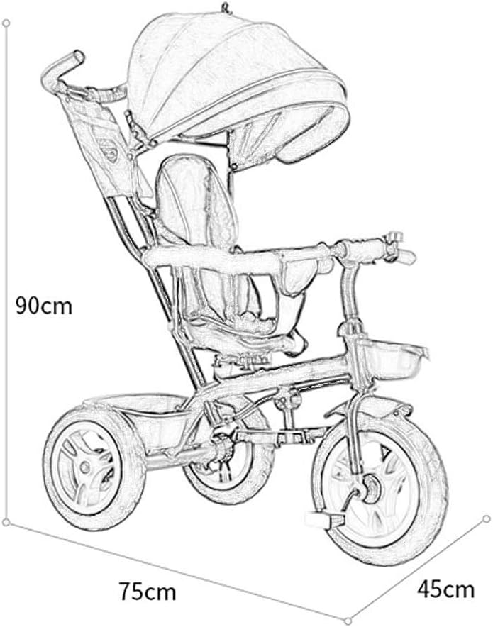 Tricycle Trike Outdoor Foldable Green Trike, Shade 4 in 1 Tricycle for Beginners, Red Tricycle for 1-6 Years Old Kids, 90x75x45cm (Color: Red)