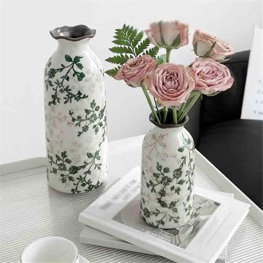 Jarrón De Flores De Encaje De Cerámica, Pequeño Jarrón Decorativo para Sala De Estar, Arreglo Floral, Flores Secas/Decoraciones Hidropónicas, M