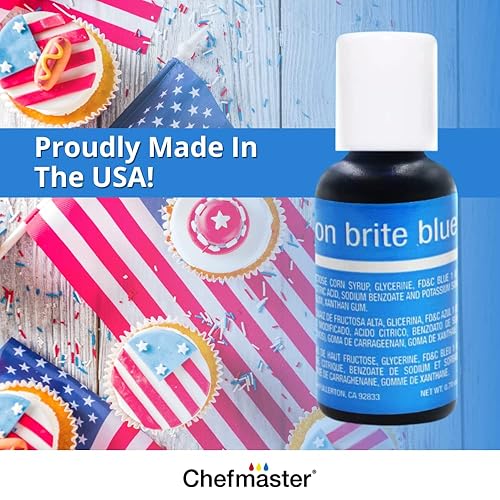 Miniatura 6 de Chefmaster Neon Brite Blue Liqua-Gel Colorante alimentario  Color vibrante  Tinte de grado profesional para glaseado, glaseado, fondant  hornear y