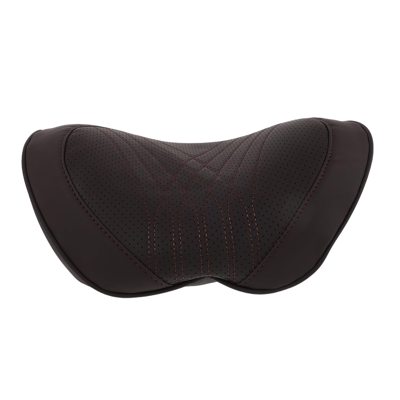 Beavorty Almohada Ergonómica para Cuello y Espalda para Coche con Espuma Viscoelástica y Cubierta de Cuero Extraíble, Correa Ajustable para Viajes en Carretera Cómodos