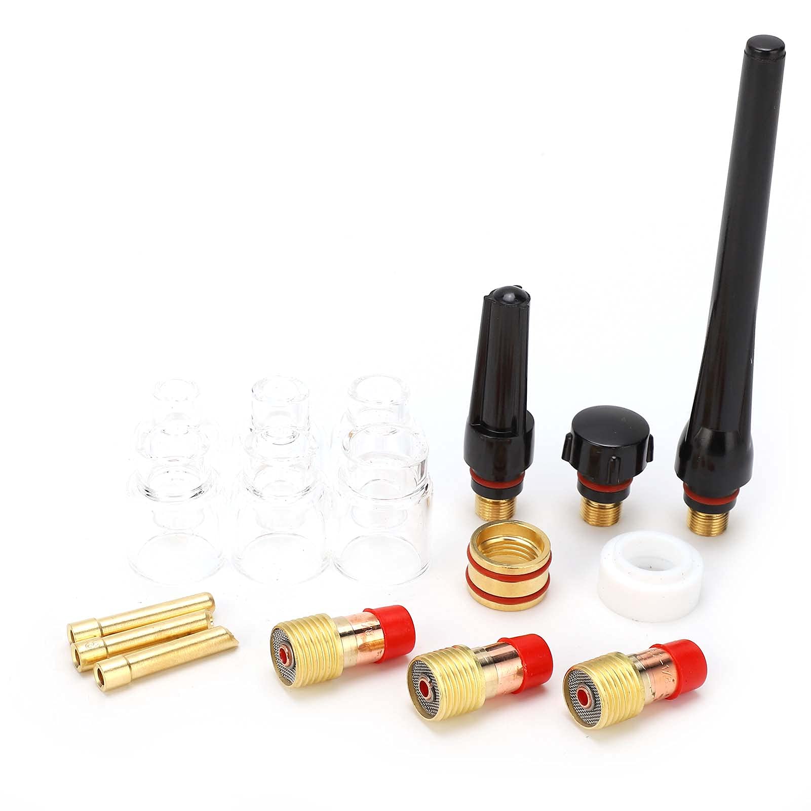 Kit de antorcha de soldadura WP 17/18/26, juego de boquillas de vidrio con de pistola de latón y abrazadera de tungsteno, anillo de silicona de alta temperatura para soldadura de