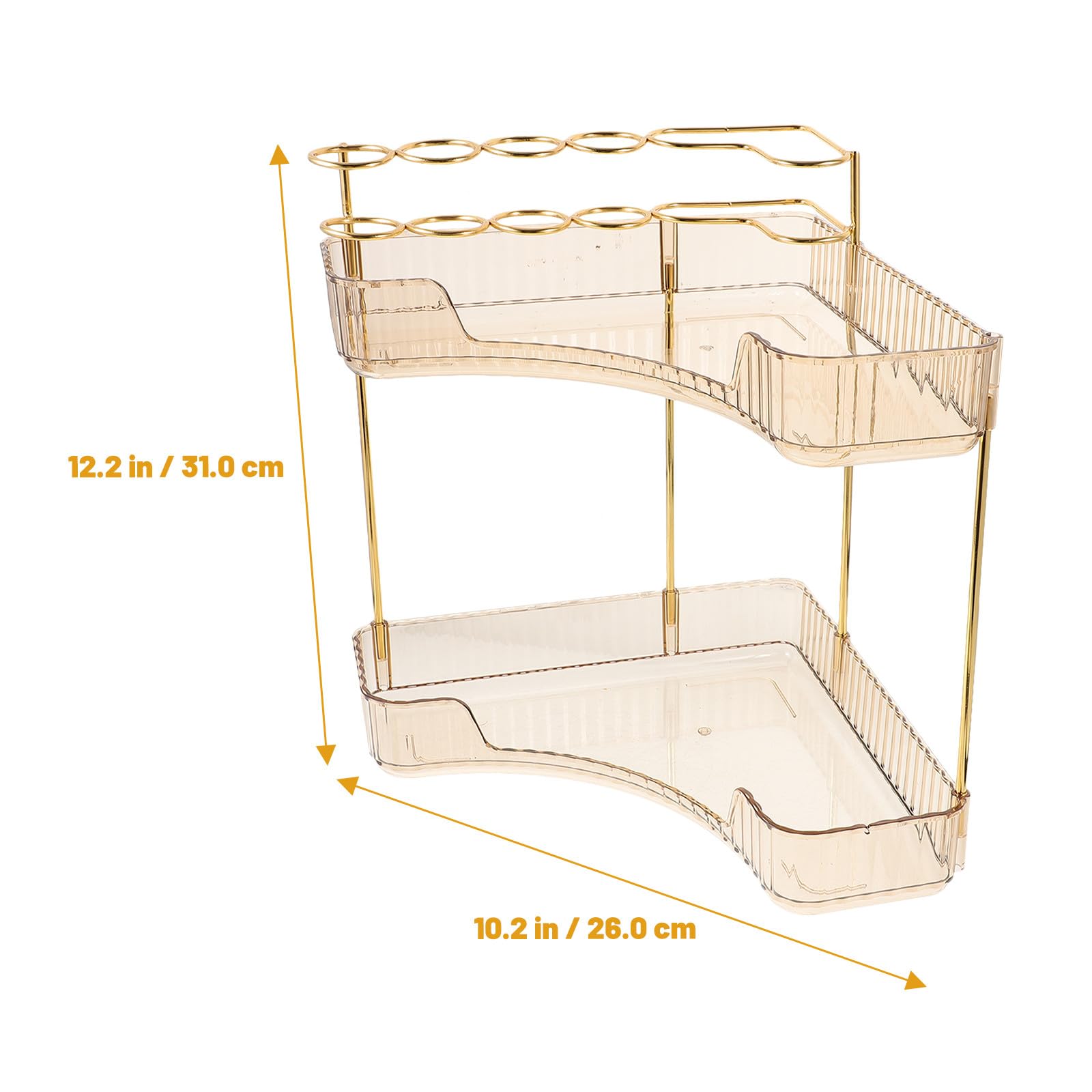 Organizer da Bagno Angolare in Metallo Oro a Doppio Livello, Struttura Semplice e Capacità di Carico Elevata, per Piano Lavabo la Conservazione Cosmetica