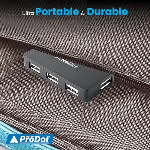 Image of ProDot 4-in-1 USB Hub 2.0 with Hi-Speed Data Transfer 480 Mbps I Plug & Play I Universally Compatible with Speaker, Laptop, Hard Drive, PC, Laptop etc. I 1 Year Warranty (Play Plus)