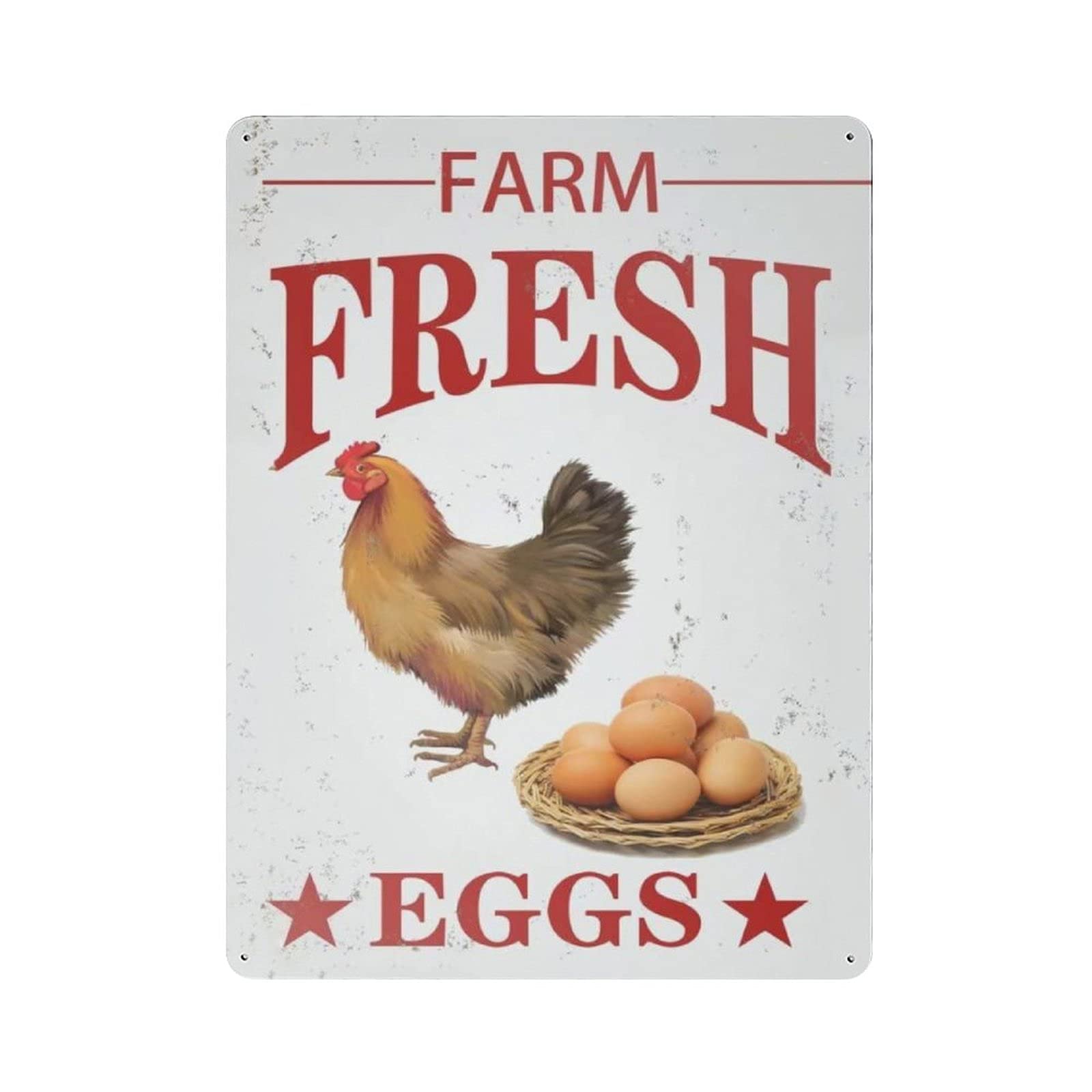 Metal Tin Sign Farm Fresh Eggs Vintage Tin Poster Metal Sign Wall Decoration Country Kitchen Home Garage Decor 16"x12"