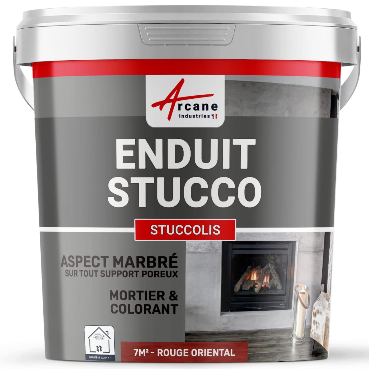 ARCANE INDUSTRIES Mortier et Teinte, stuc, sans Primaire, ni Finition : Stuccolis - 7 m² Rouge Oriental