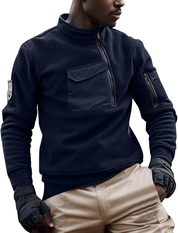 Herren Fleece-Pullover Military Style - Warm & Winddicht Für Outdoor