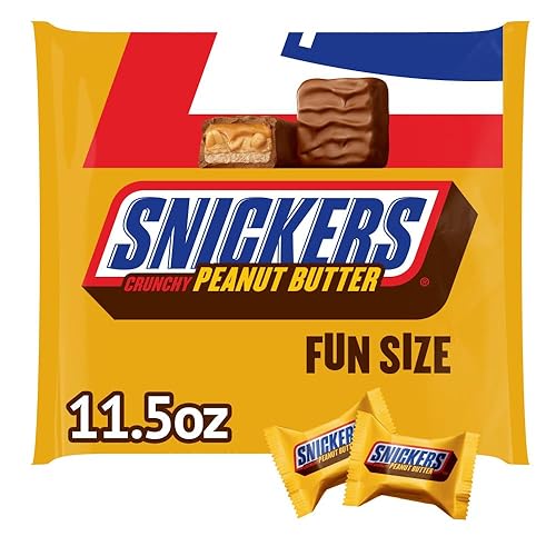 SNICKERS Crunchy Peanut Butter Squared Fun Size Halloween Chocolate Candy Bars, 11.5oz