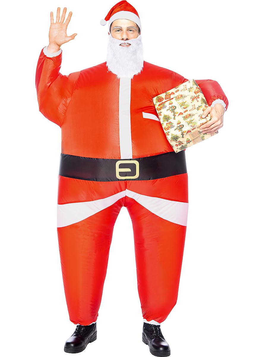 Funidelia | Disfraz de Papá Noel hinchable para hombre y mujer Santa Claus, Navidad, Papá Noel - Disfraz para adultos y divertidos accesorios para Fiestas, Carnaval y Halloween - Talla única - Rojo