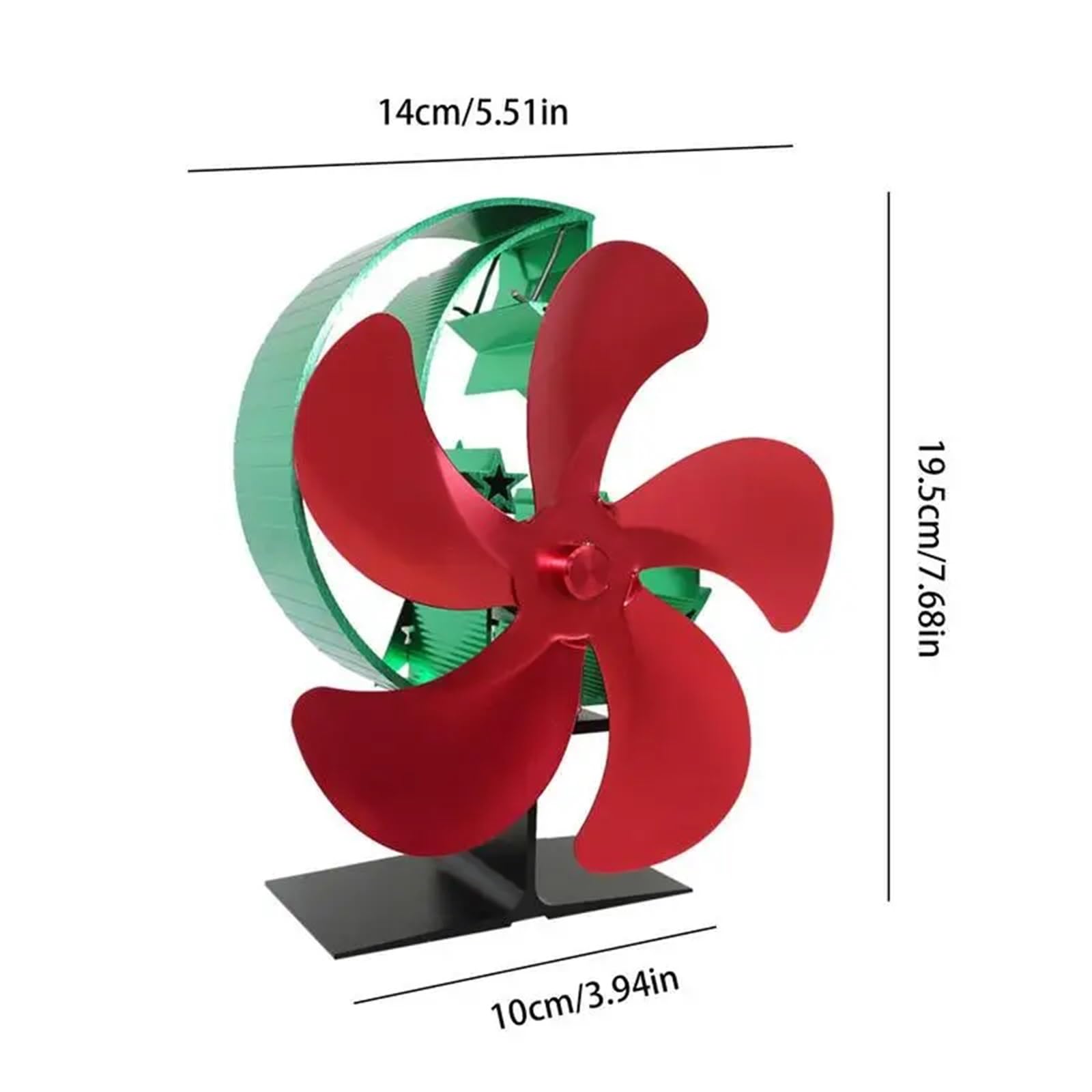 Ventilador Estufa Leña Ventilador for Estufa de leña, diseño de Ventilador for Estufa de leña con 5 aspas, Ventilador termoeléctrico for leña(Red Green)
