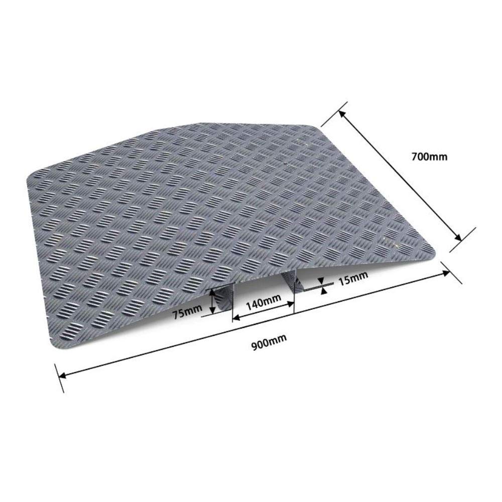 Schwellenbrücke 90 cm – Aluminium Schwellenrampe/Türschwellenrampe für Rollstuhl, Rollator & Transportgeräte – rutschfest, 270 kg Tragkraft, 90×70×6 cm