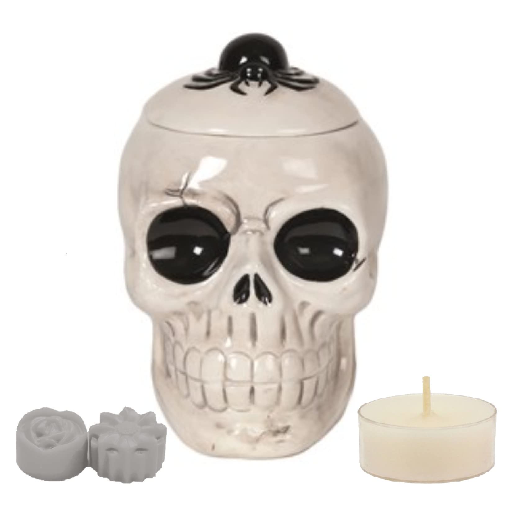Skull with a Spider Halloween Ceramic Oil Burner