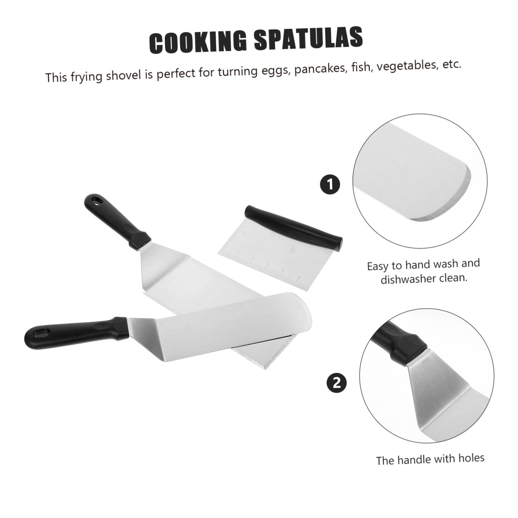 Spatules à Steak Inox 3 Pièces Manche Plastique Résistant – Ustensiles la Cuisine Multifonction pour Barbecue, Plancha, Cuisson – Outils Professionnels Usage Domestique