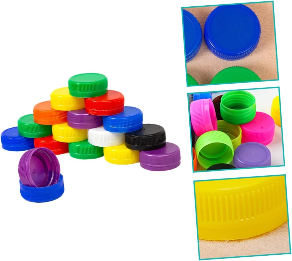 200pcs Plastic Bottle Caps for DIY Crafts for Art Projects Education Scrapbooking Creative Activities