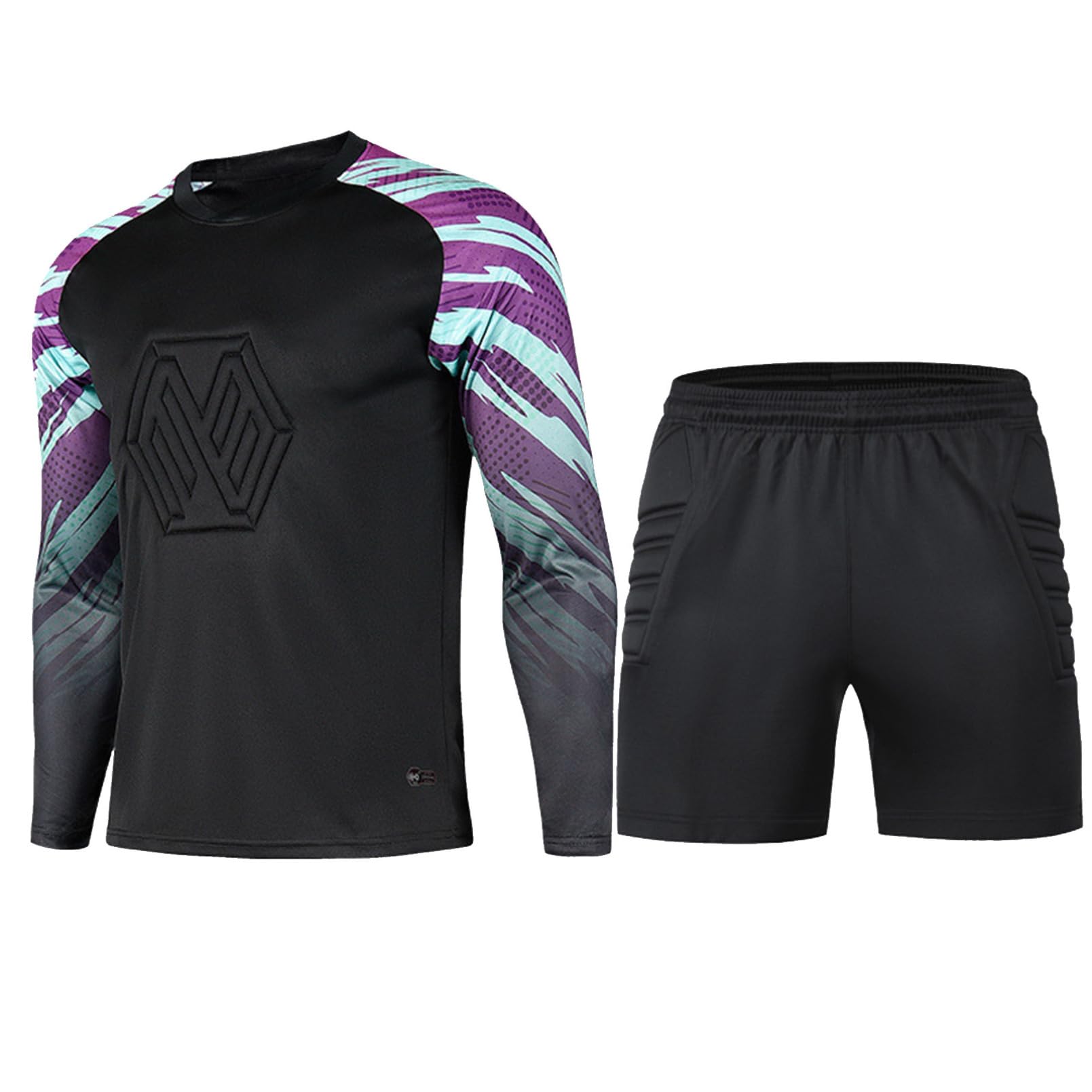 inhzoy Maglia da Portiere Uomo Divisa Portiere Completino di Maglietta e Pantaloni Sportivi Jersey Maglia da Allenamento Goalkeeper Set Tuta da Portiere di Calcio