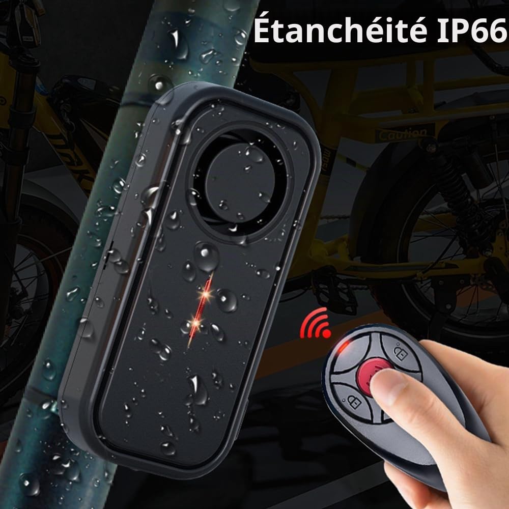 Mengshen Lot de 2 détecteurs de mouvement pour vélo, voiture, remorque, vélo électrique, moto, scooter - 113 dB - Étanche IP66