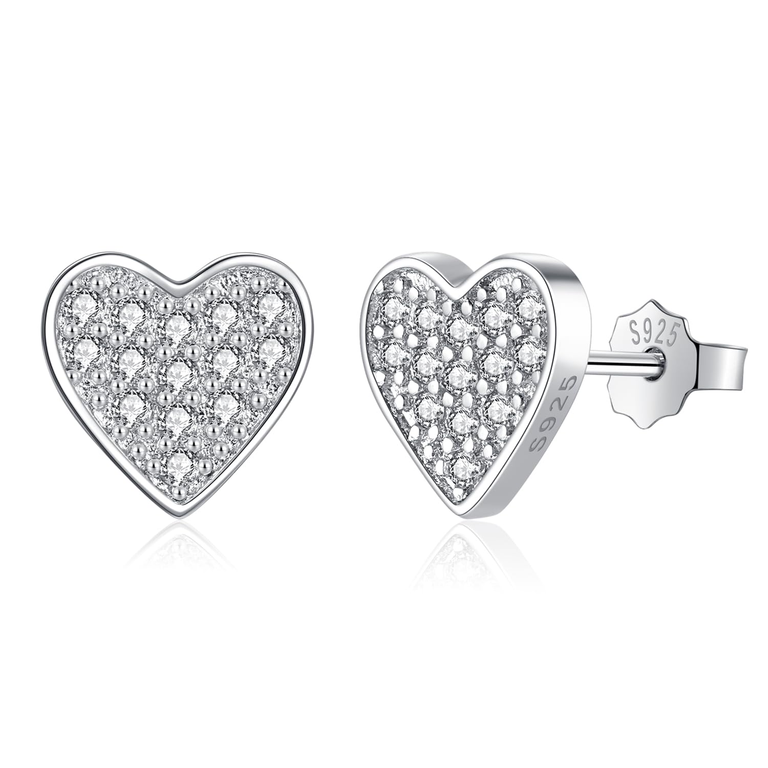 Deyanse Silber Ohrstecker für Damen, 925 Sterling Silber Stern Mond Herz Ohrstecker Ohrringe, Hypoallergen Flache Ohrringe Stecker mit Zirkonia, Klein 8mm Schlafen Knorpel Ohrstecker mit Geschenk Box