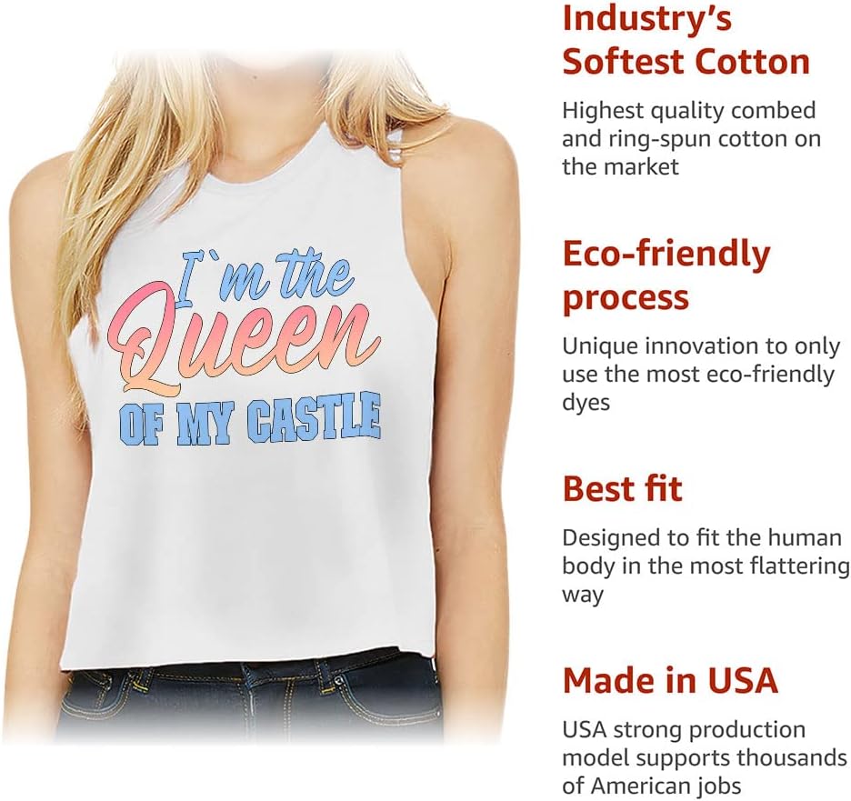 I'm The Queen of My Castle Racerback Cropped Tank - Colorful Women's Tank - Quote Tank Top