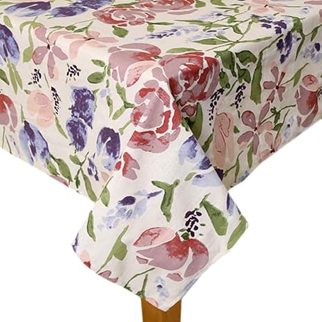 Bilberry Furnishing By Preeti Grover Cotton Dining Table Cover 6 Seater Printed Cotton Table Cloth 57 X 90 (7.5 feet Long,Floral)(Round;Rectangular, Blue) Pack of 1