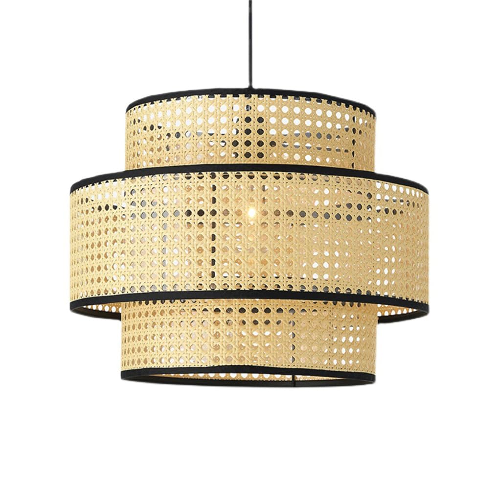 Suspension en rotin tressé main luminaire bambou bohème pour décoration cuisine