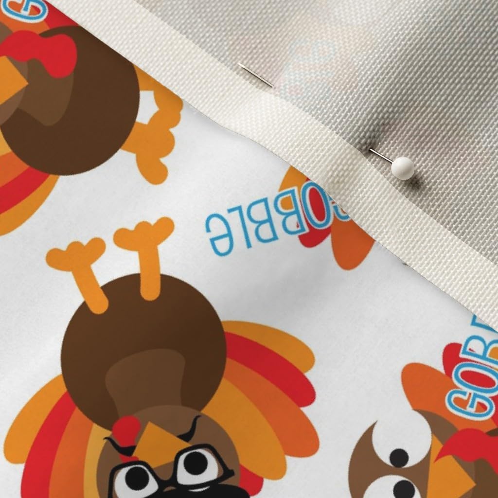 Spoonflower Fabric - Thanksgiving Funny Turkey Face Christmas Food Kids Printed on Upholstery Velvet Fabric Fat Quarter - Upholstery Home Decor Bottomweight Apparel