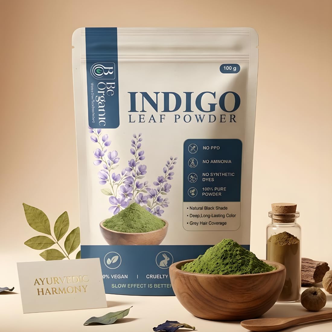 Indigo Leaf Powder for Natural Black Hair Colour, 100g, No PPD, No Ammonia, 100% Pure, Chemical Free, Grey Coverage.-image-20