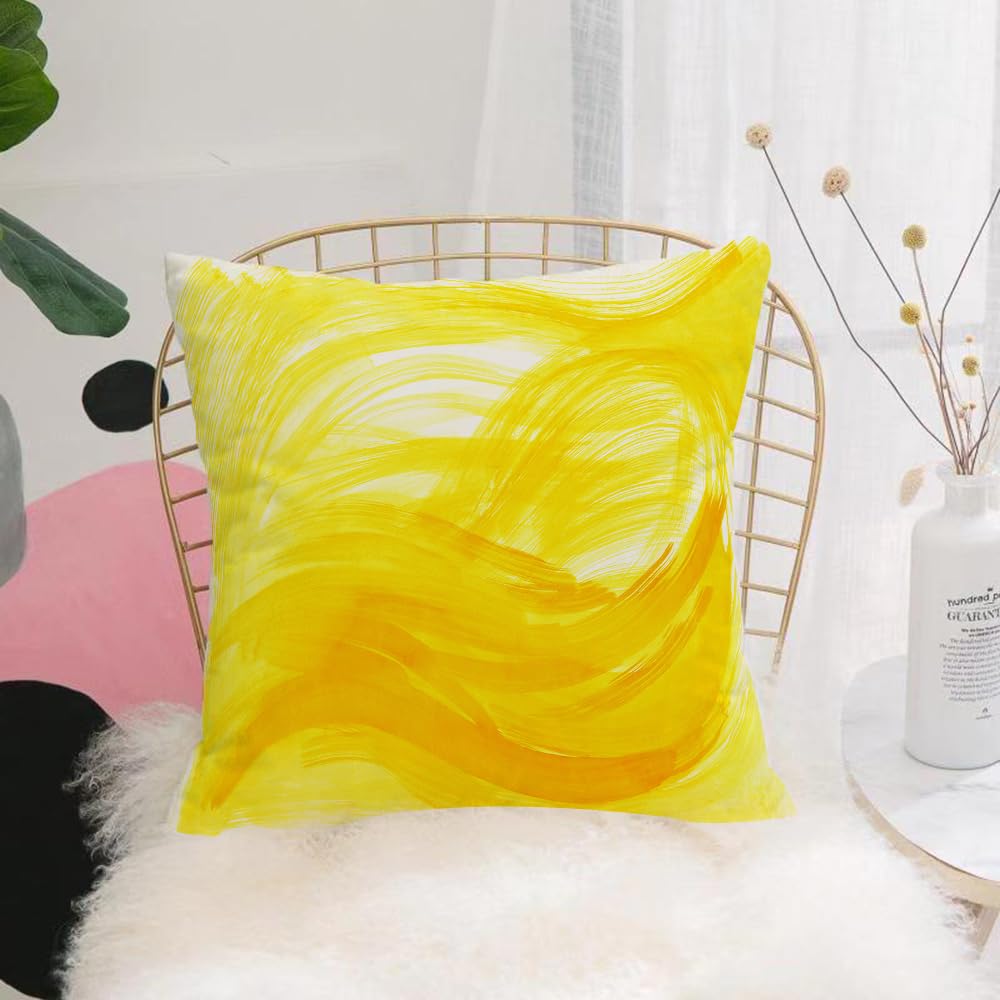 HYMSXW Cushion Cover,Throw Pillow Case Home Decorative for Living Room Bedroom Sofa Chair 20X20 Inch,Yellow and white, artistic twist brushstroke painting style,Pillowcase 50X50cm