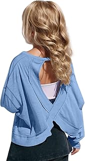 Trendy Long Sleeve Crop Top for Teen Girls: Casual Preppy Style