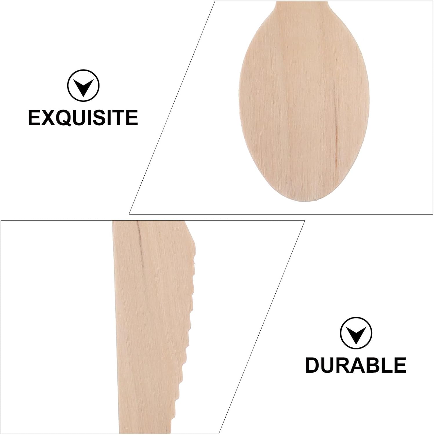 Wooden Flatware Set Disposable Cutlery 20pcs Biodegradable Fork Spoon Knife Eco-friendly Tableware for Party Picnic and Outdoor Use