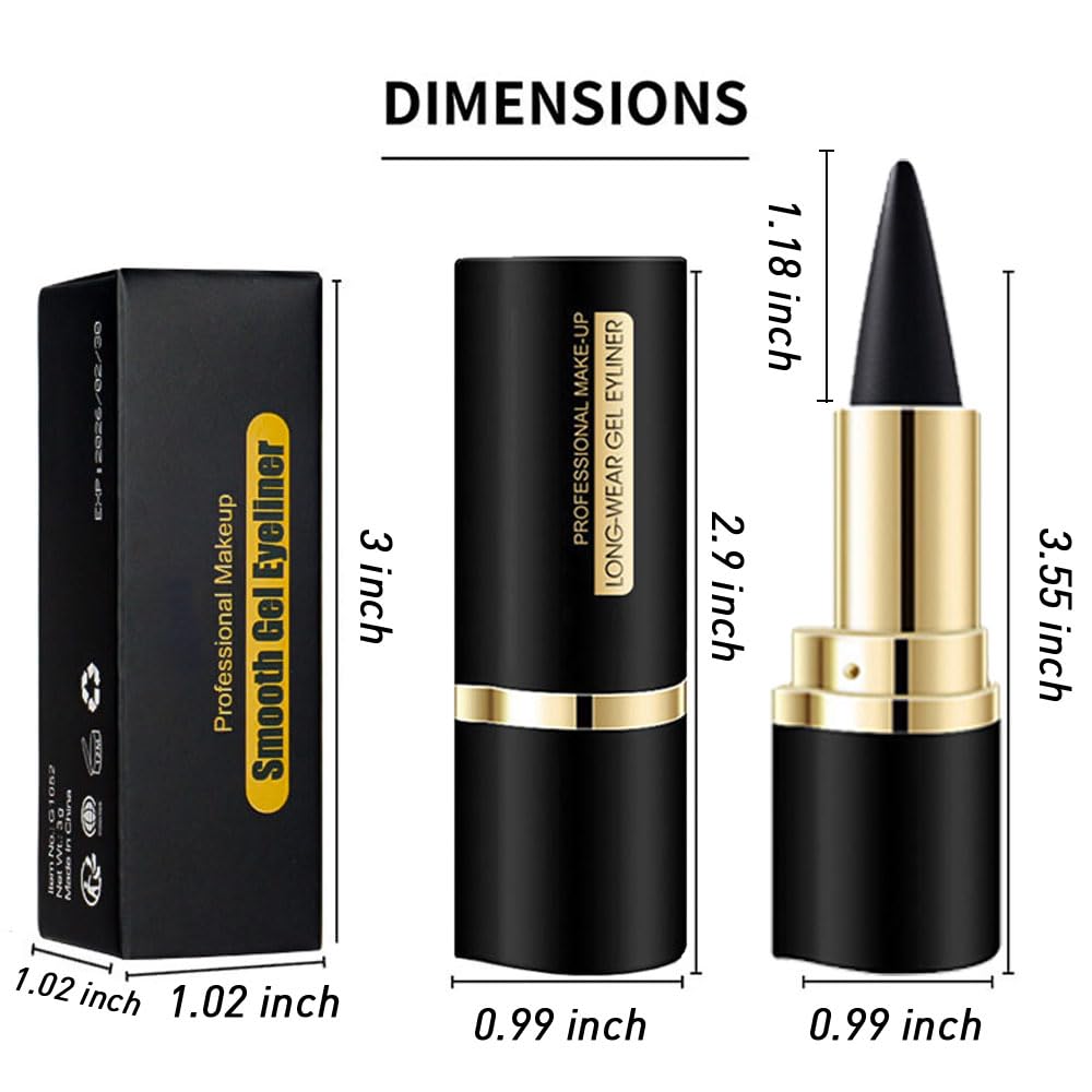 Kaely 2Pcs Gel Eyeliner Pencil, Natural Black Eyeliner Cream, Liquid Eye Liner Pencils for Older Women Waterproof, Smoky Eyeshadow Palette Goth Halloween Makeup Kit, delineador de ojos contra el agua: 1 Count (Pack of 1) A-04 Black